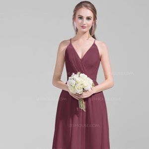 Floor-length, Mulberry Bridesmaids Dress